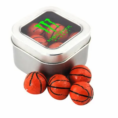 Window Tin with Chocolate Basketballs - SBF2500 - Custom Patch
