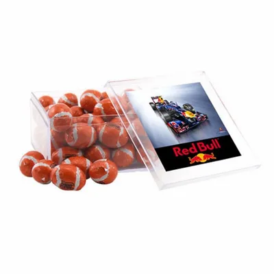 Acrylic Box with Chocolate Footballs - Large - Custom Patch