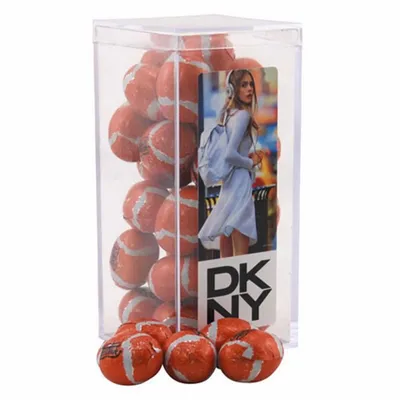 Acrylic Box with Chocolate Footballs - Medium - Custom Patch