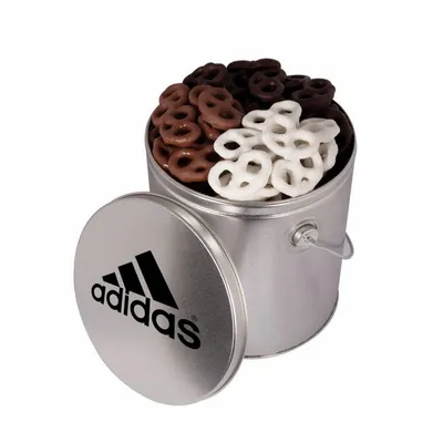 One Gallon Tin with Choc Mini Pretzels - Custom Patch