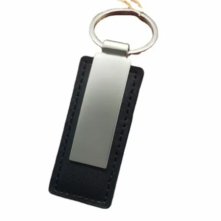 Rectangle Leather & Metal Keychain Rectangle Leather & Metal Keychain - Custom Patch