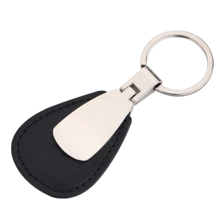 Teardrop Leather & Metal Keychain Teardrop Leather & Metal Keychain - Custom Patch