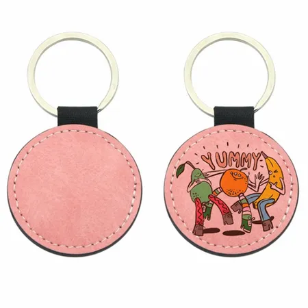 Full-Color Circle Leather Keychain Full-Color Circle Leather Keychain - Custom Patch