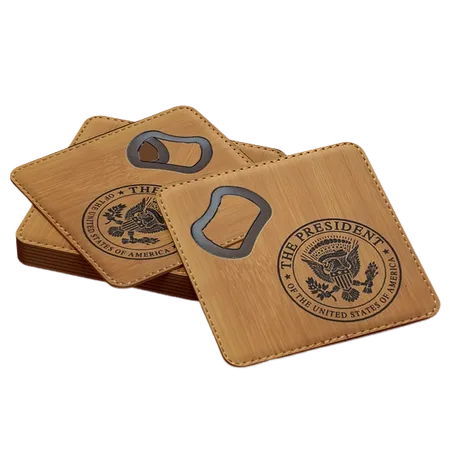 Leather Bottle Opener Coaster - Custom Patch