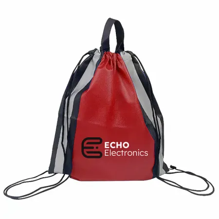 Reflective Side-Strip Drawstring Bag Reflective Side-Strip Drawstring Bag - Custom Patch