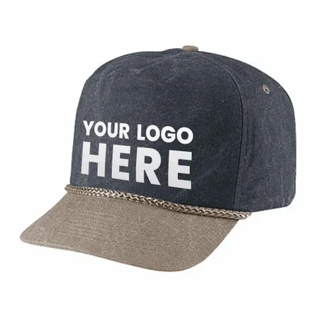 Cobra SWT-2 5 Panel Stone Washed Canvas 2-Tone Hat - Custom Patch
