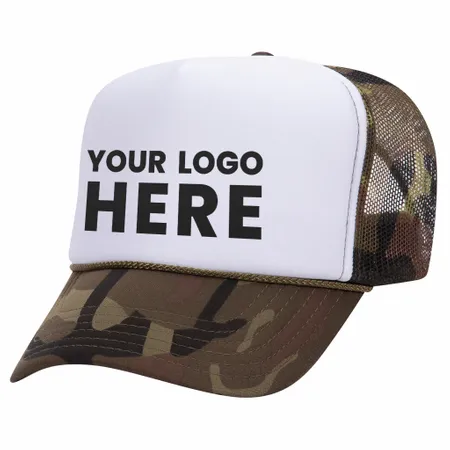 Otto 49-158 5-Panel High Crown Foam Trucker Hat - Camo - Custom Patch