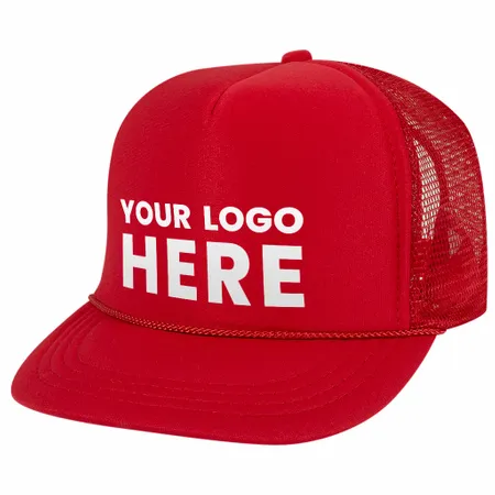 Otto 68-216 Youth Kids 5-Panel High Crown Foam Trucker Hat, Mesh Back - Custom Patch