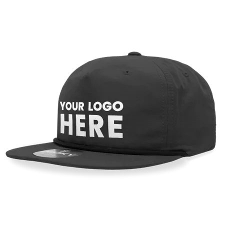 Decky 6032 - Classic Rope Cap, 5 Panel Flat Bill Hat, Snapback - Custom Patch