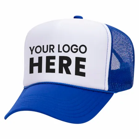 Otto 39-165 5-Panel High Crown Foam Trucker Hats - White Front Colors - Custom Patch
