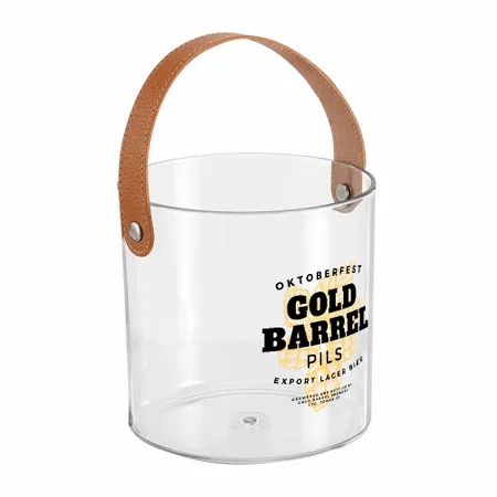 Leather-Strap Clear Drink Buckets - Custom Patch