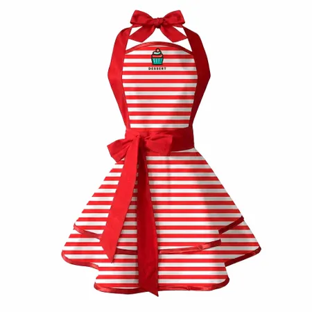 Classic Stripe Double Layer Cotton Aprons - Custom Patch