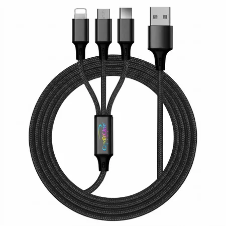 Nylon Braided 3-in-1 Charging Cables - Custom Patch