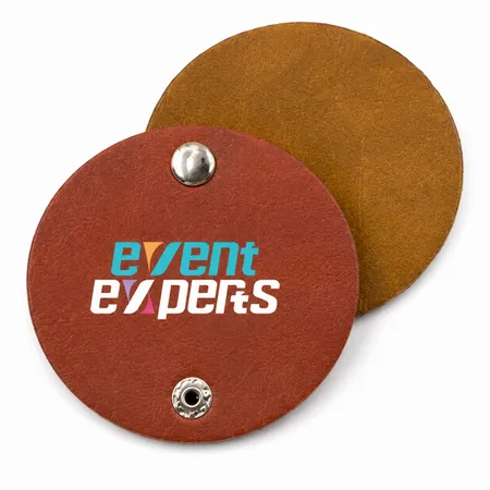Round PU Leather Cable Organizers - Custom Patch