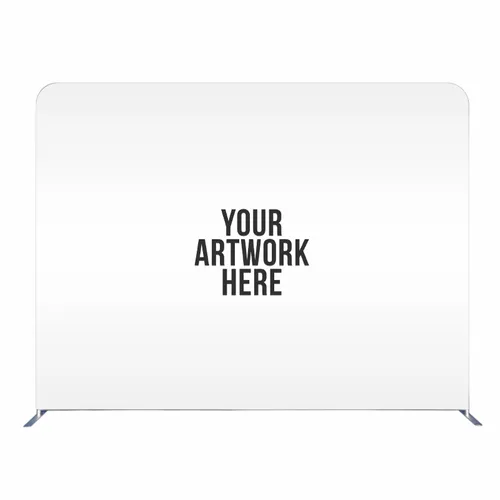 A blank trade show display backdrop with the placeholder text 'YOUR ARTWORK HERE' in the center, on a plain white background.