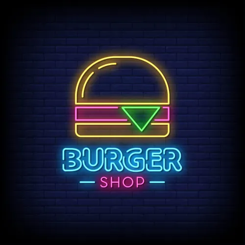 Burger Shop Neon Sign - Custom Patch
