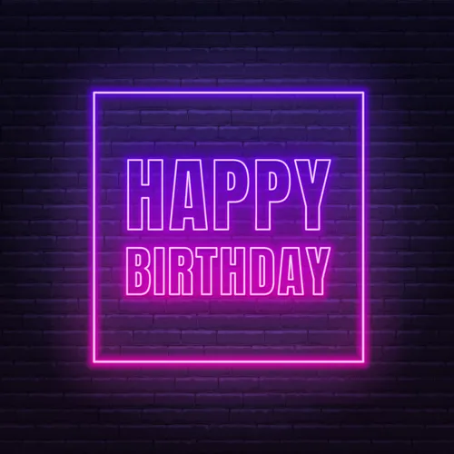 Happy Birthday Framed Neon Sign - Custom Patch