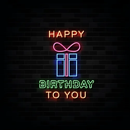 Happy Birthday To You with Gift Neon Sign - Custom Patch