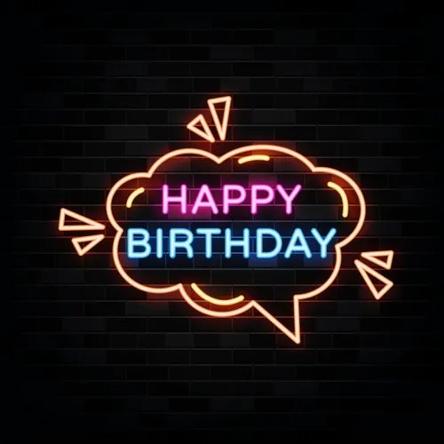 Happy Birthday in Bubble Thought Neon Sign - Custom Patch