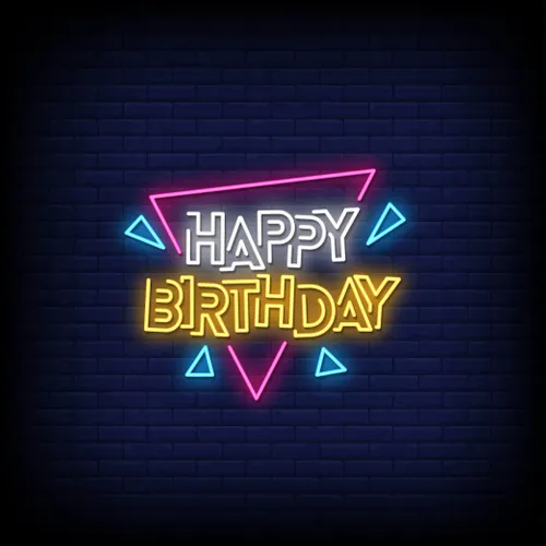 Angles Happy Birthday Neon Sign - Custom Patch