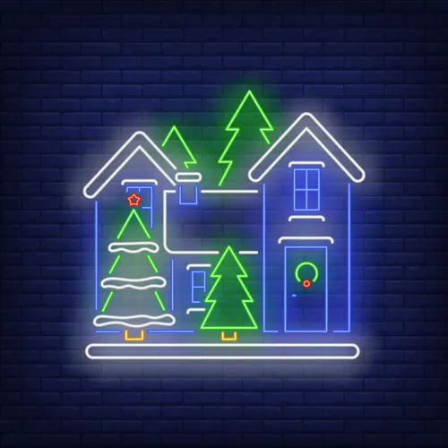 Christmas House Neon Sign - Custom Patch
