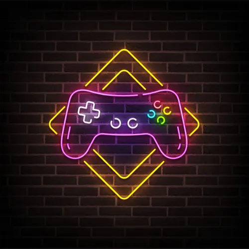 Gamer Joystick Neon Sign - Custom Patch