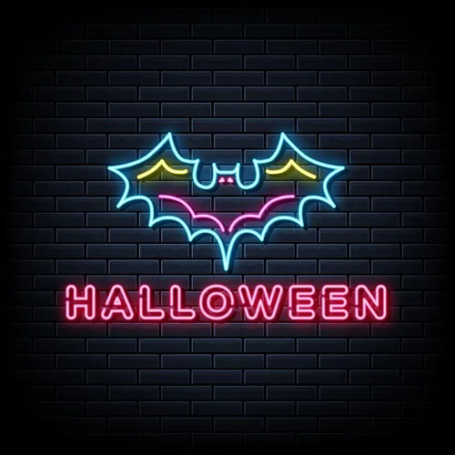 Halloween Neon Sign with Bat - Custom Patch