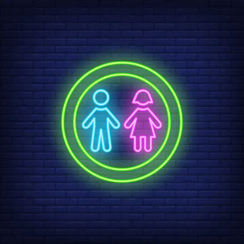 Boy & Girl Silhouettes Circle Neon Sign - Custom Patch