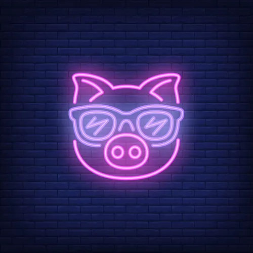 Cute Cartoon Pink Pig Sunglasses Neon Sign - Custom Patch