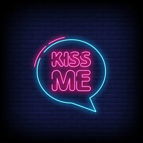 Kiss Me Neon Sign - Custom Patch
