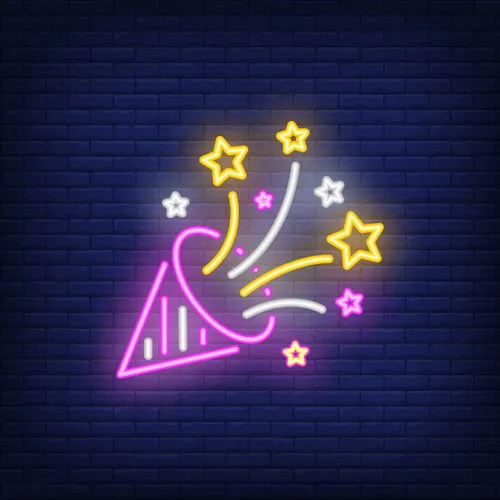 Party Hat Neon Sign - Custom Patch