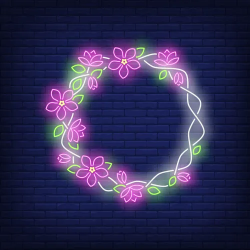 Floral Round Frame Neon Sign - Custom Patch