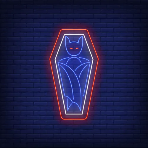Vampire Coffin Neon Sign - Custom Patch