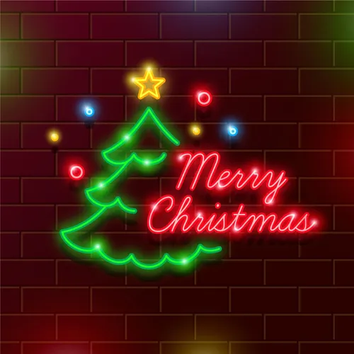Tree Merry Christmas Neon Sign - Custom Patch