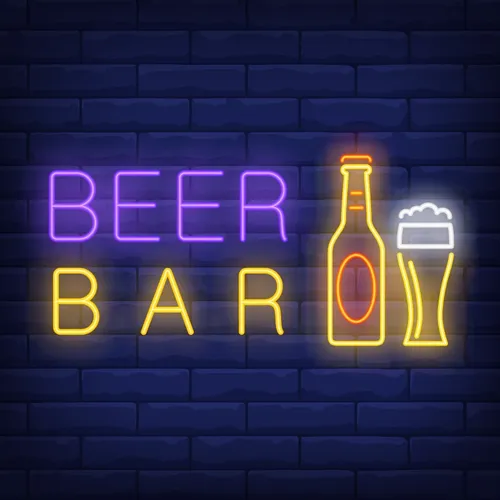 Beer & Bar with Bottle & Glass Neon - Custom Patch