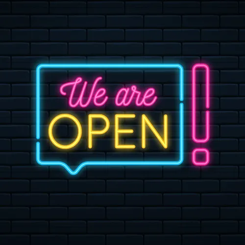 We Are Open Neon Sign - Custom Patch