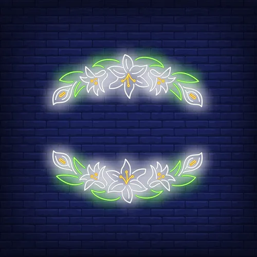 White Flower Neon Sign - Custom Patch