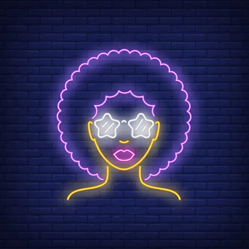 Afro Retro Girl Neon Sign - Custom Patch