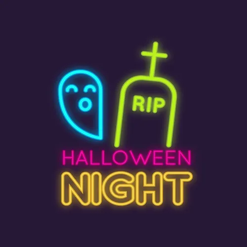RIP Ghost Halloween Night Neon Sign - Custom Patch