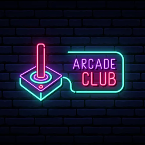 Retro Joystick Arcade Club Neon Sign - Custom Patch