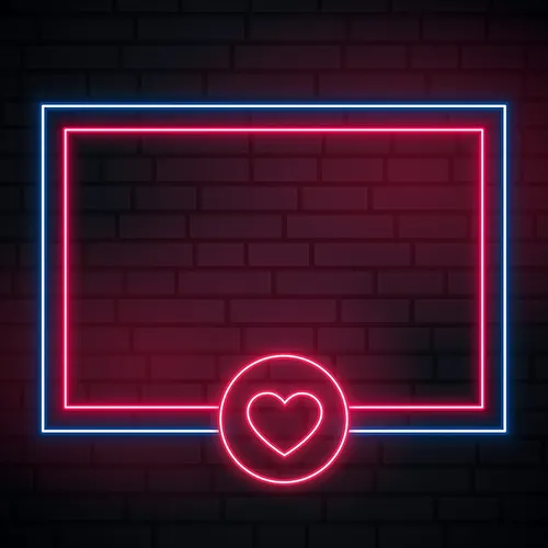 Love Heart Neon Glowing Frame Neon Sign - Custom Patch