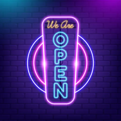 We are Open Vertical Neon Sign - Custom Patch