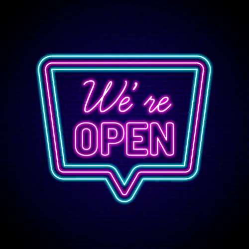 We're Open Neon Sign - Custom Patch