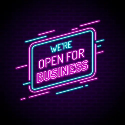 Open For Business Neon Sign - Custom Patch