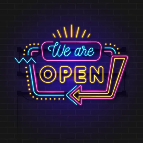 We Are Open Modern Neon Sign - Custom Patch
