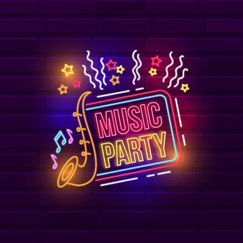 Music Party Neon Sign - Custom Patch