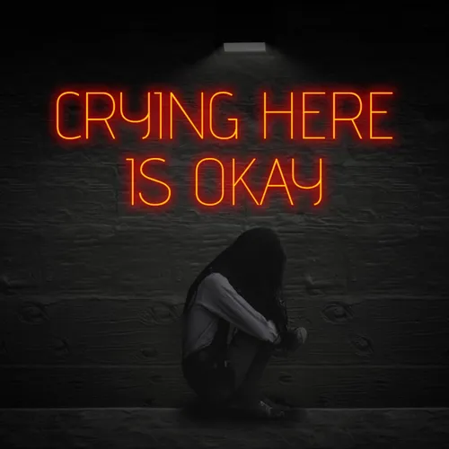 Crying Here Is Okay Neon Sign - Custom Patch