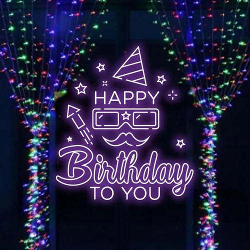 Happy Birthday Goggles  Neon Sign - Custom Patch