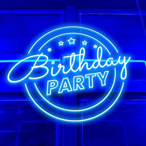 Birthday Party Blue Neon Sign - Custom Patch