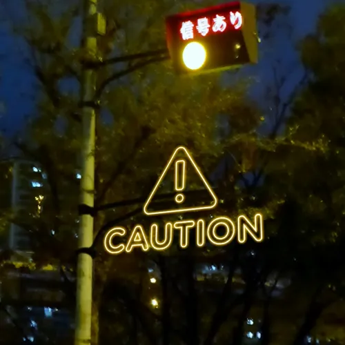 Caution Neon Sign - Custom Patch